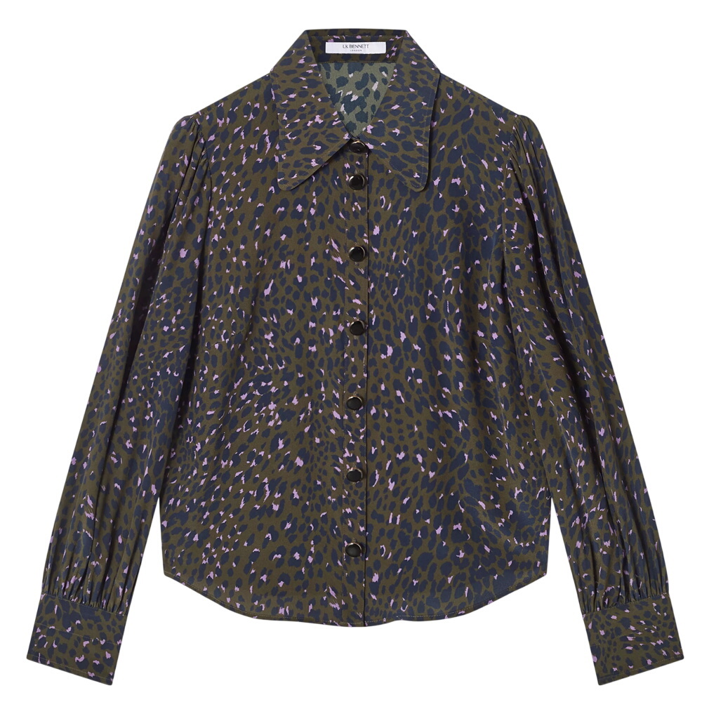 L.K. Bennett Sonya Multi Animal Print Silk Blouse